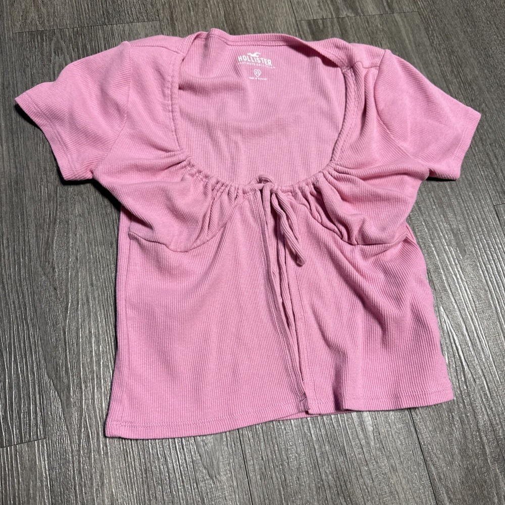 Hollister Girl Short Sleeve Stretch Cropped Top Size XSmall Pink‎ Babydoll